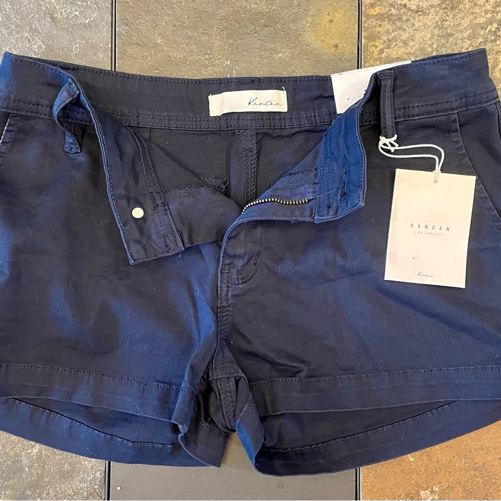 KanCan Dark Blue Mid-rise Shorts- NWT